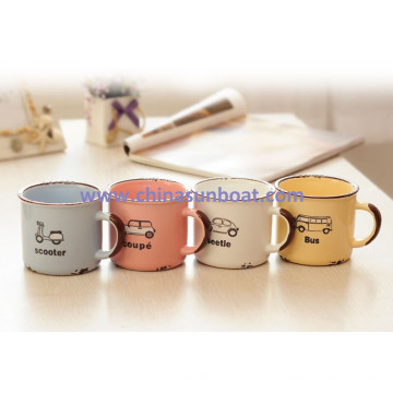 Sunboat Kitchenware/ Kitchen Appliance Retro Cartoon Ceramic Handgrip Mug Tea Coffee Milk Water Enamel Cup